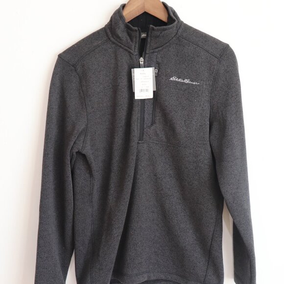 Eddie Bauer Radiator Fleece 1/4 Zip Sweater Black Heather Sz S NWT - Picture 1 of 8